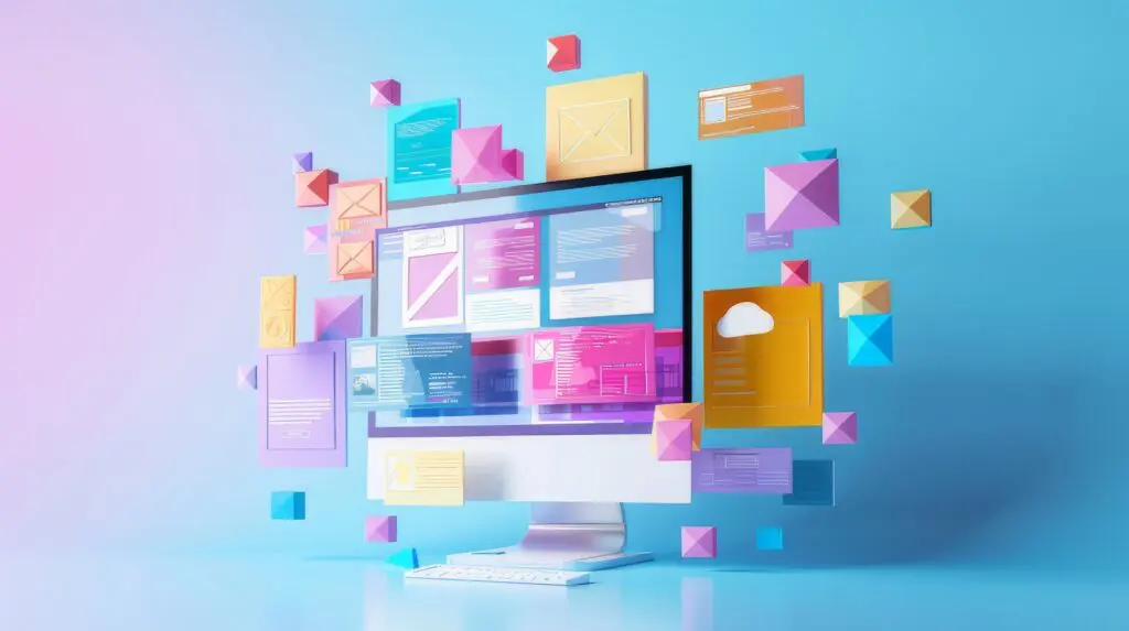 Graphic representing a website user experience and modules that could go on the site.