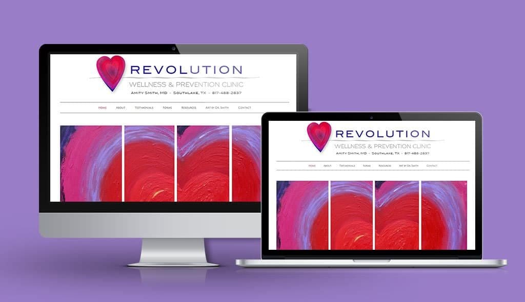 desktop & laptop displaying the home page of Revolution Health and Wellness