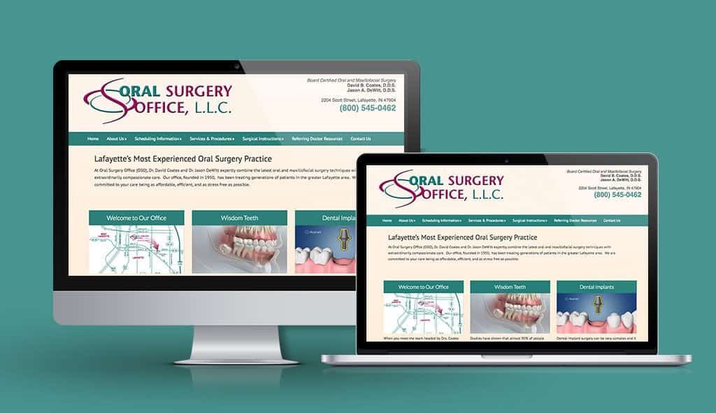 desktop & laptop displaying the home page of Oral Surgery Office