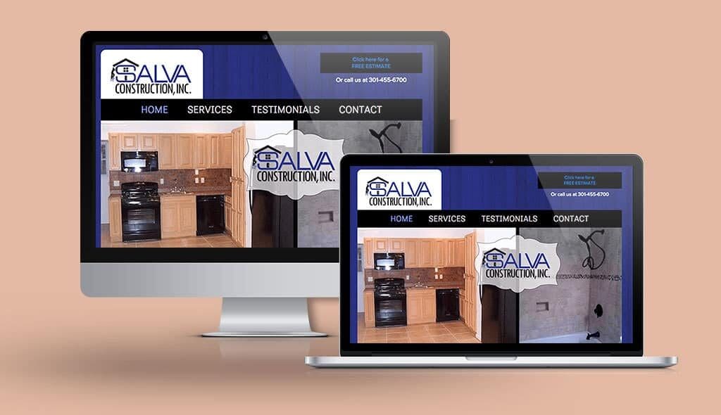 desktop & laptop displaying the home page of Salva Construction