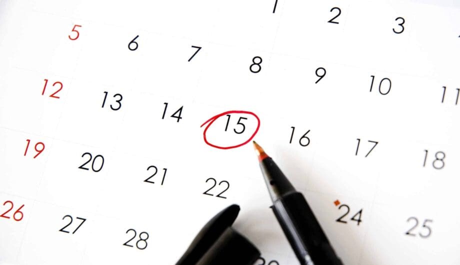 pen marked on date red pen marked on date fifteen