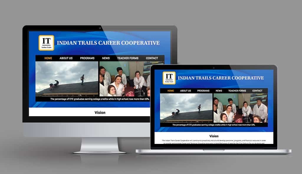 desktop & laptop displaying the home page of Indian Trails Career Cooperative