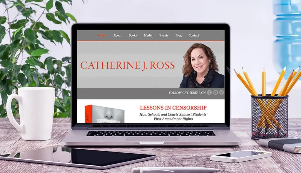 laptop displaying the homepage of Catherine Ross