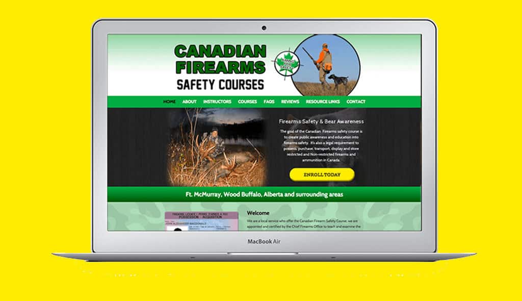 laptop displaying the home page of Canadian Firearm Safety