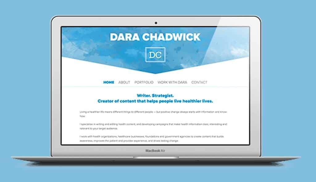 laptop displaying the home page of Dara Chadwick