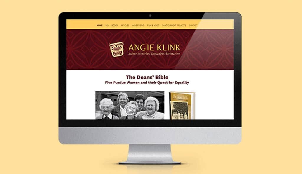 desktop displaying the home page of Angie Klink