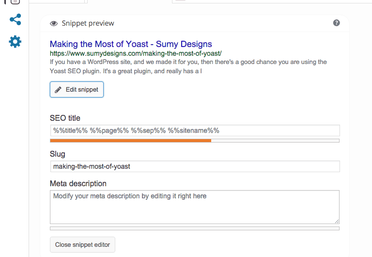 Yoast Snippet Editor