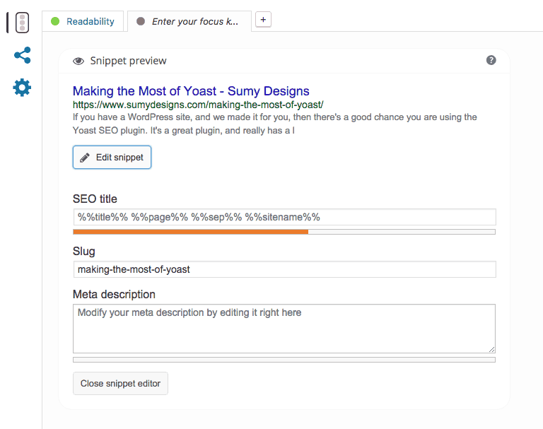 Yoast Snippet Editor