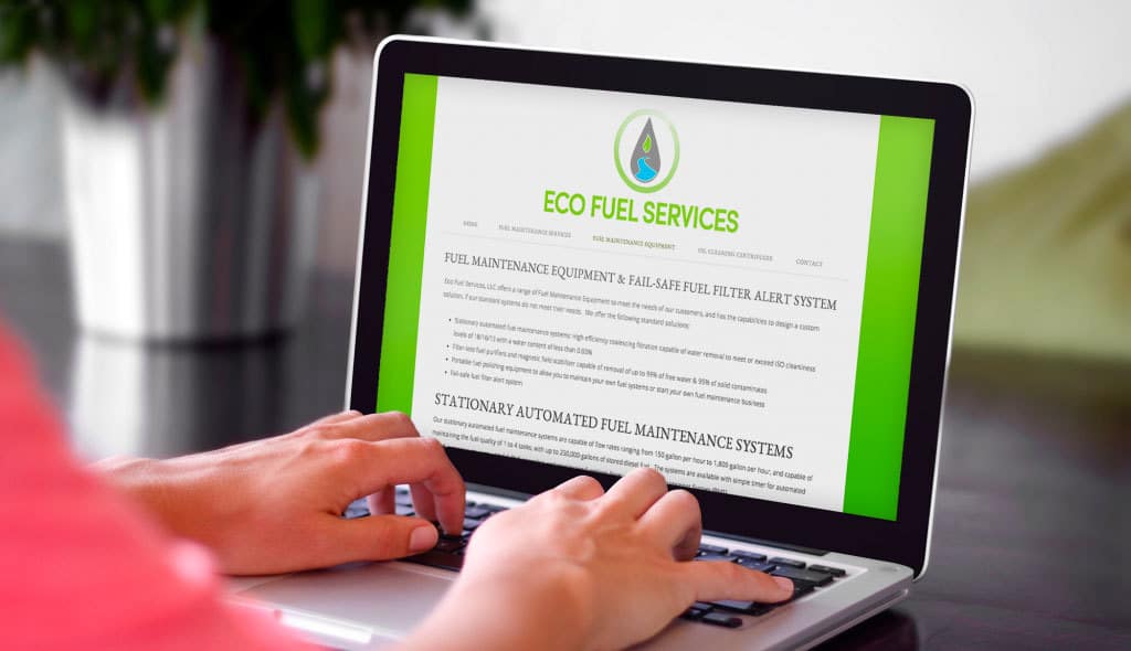 laptop displaying the home page of Eco Fuel Services