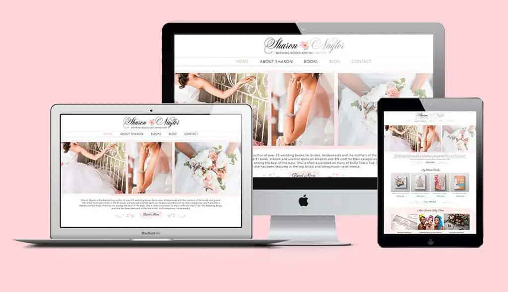 sharon desktop, laptop, & iPad displaying the home page of Sharon Naylor