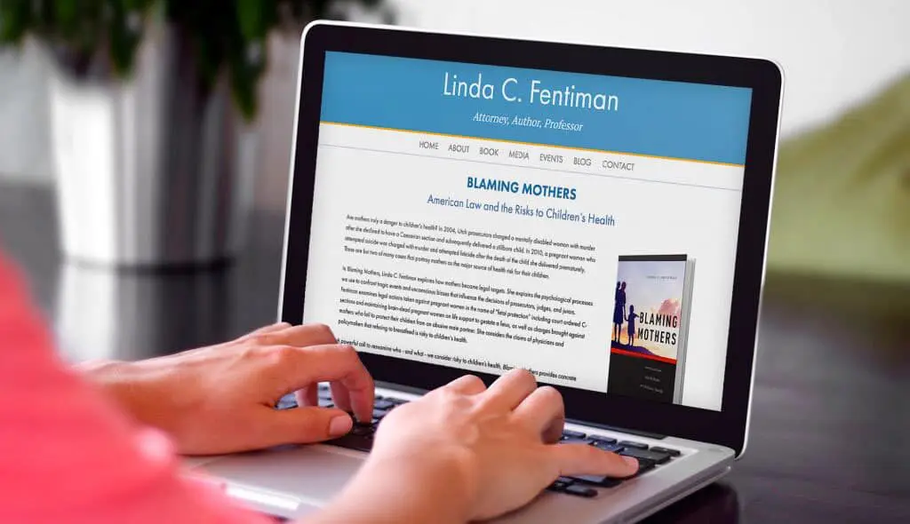 linda laptop displaying the home page of Linda Fentiman