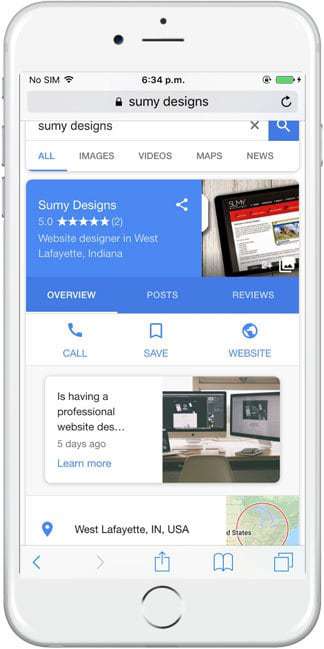 Google Posts on Mobile