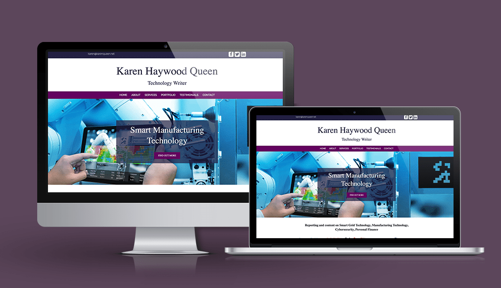 Karen_Queen_portfolio desktop & laptop displaying the homepage of Karen Queen