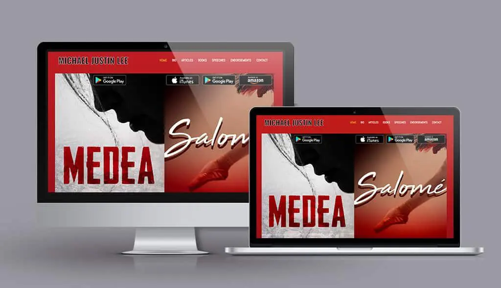 mjl desktop & laptop displaying the home page of Michael Justin Lee