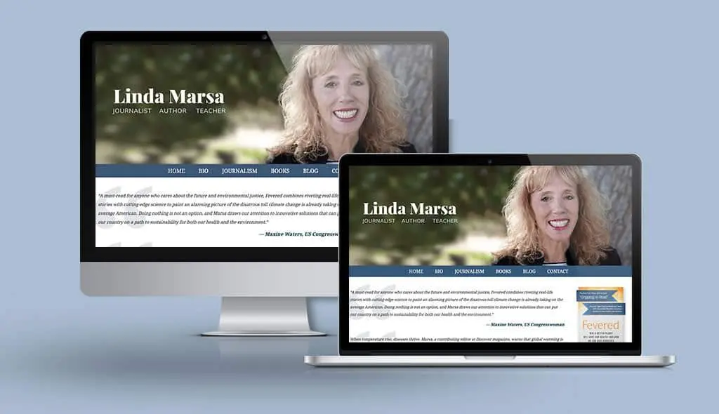 lindamarsa desktop & laptop displaying the homepage of Linda Marsa