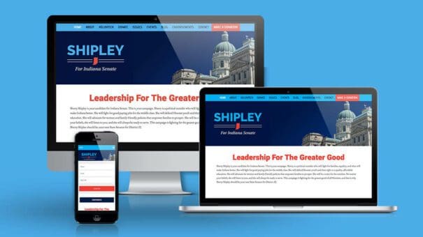 desktop, laptop, & cell phone displaying the homepage of Sherry Shipley