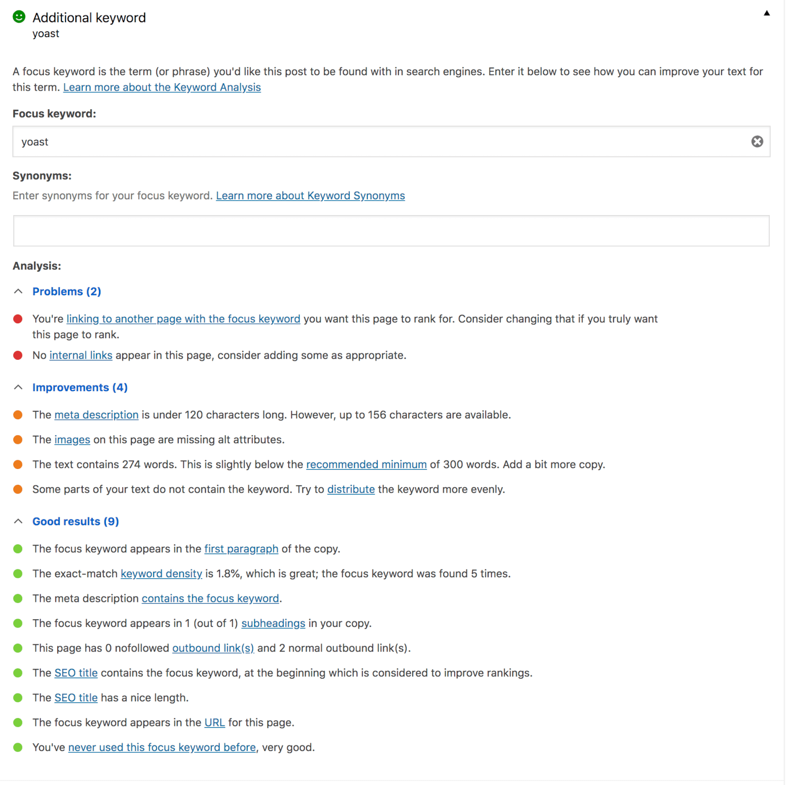 Yoast Analysis