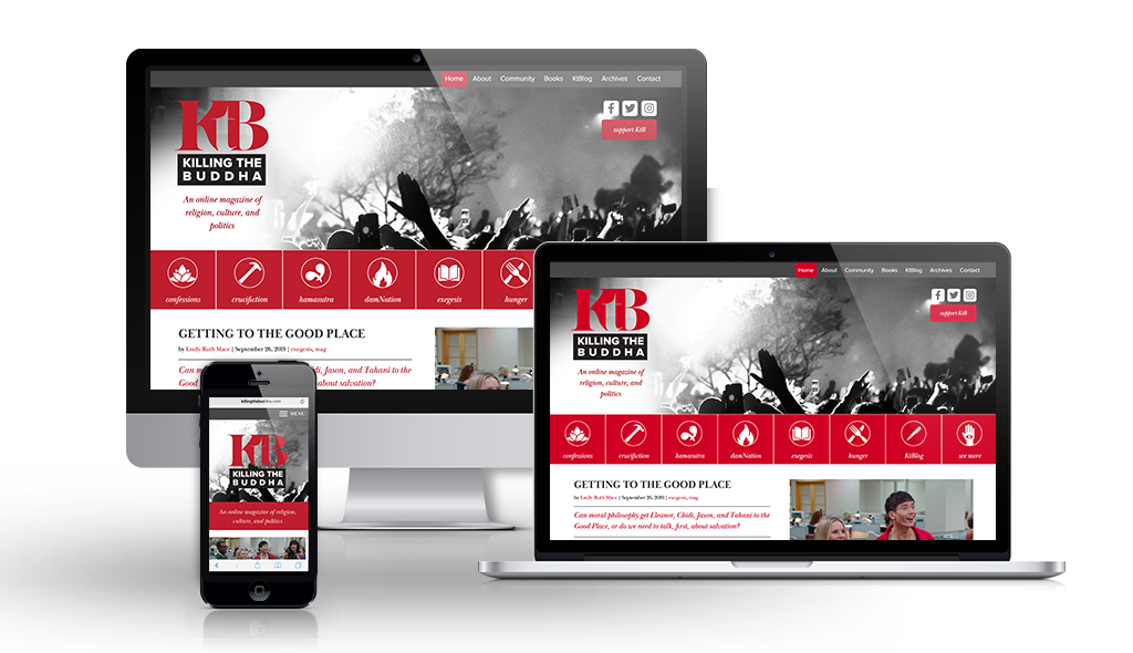 killingthebuddha desktop, laptop, & cell phone displaying the homepage of Killing the Buddha