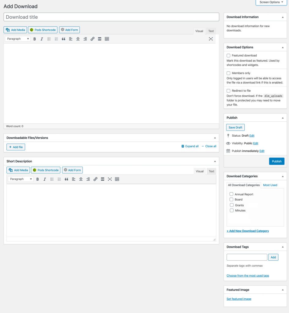 Plugin Example for WordPress Document Management