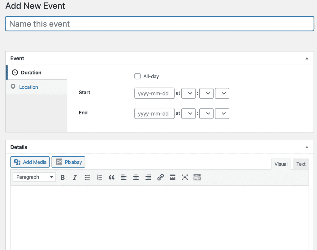 Adding events with Sugar event calendar plugin