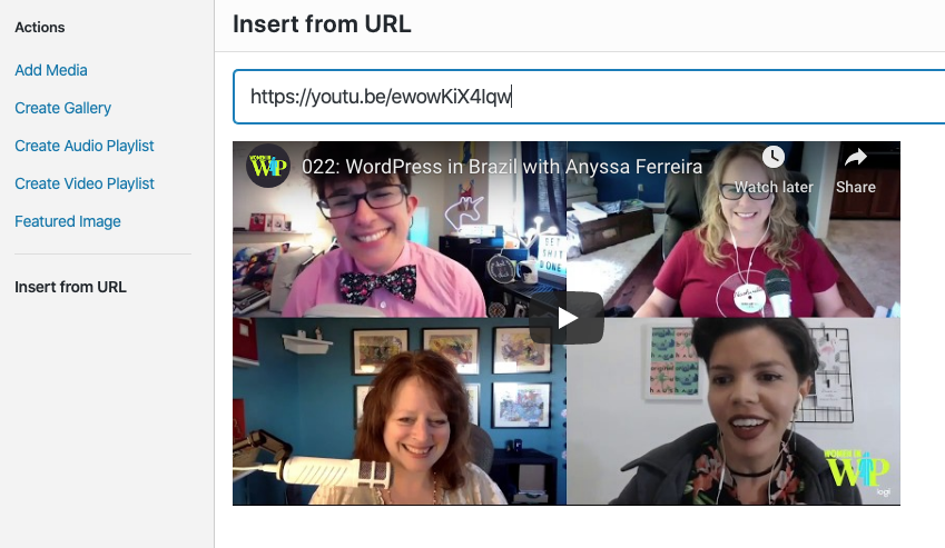 embed wordpress video from YouTube