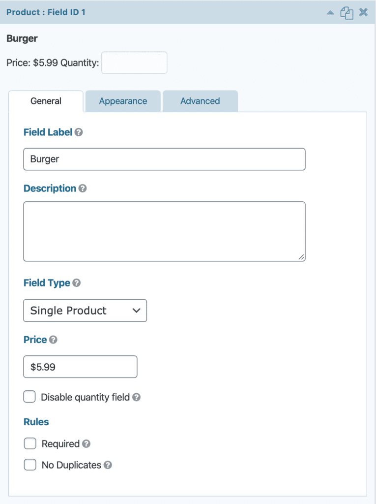 Gravity Forms Pricing Fields