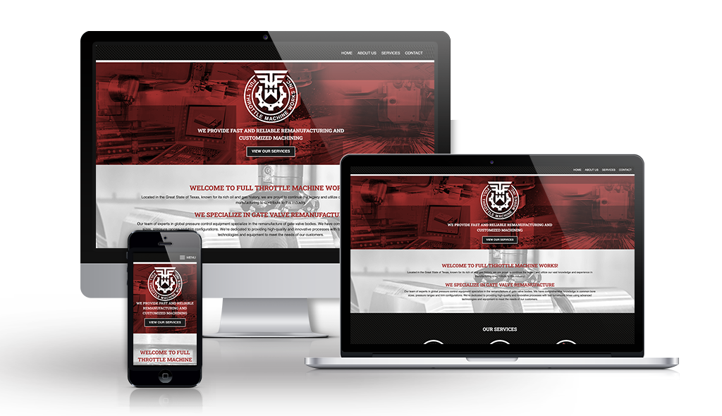 full_throttle desktop, laptop, & cell phone displaying the homepage of Full Throttle