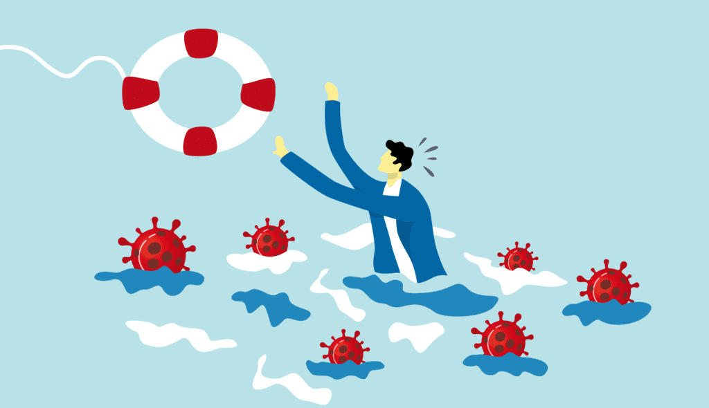 recession Swimming getting life preserver