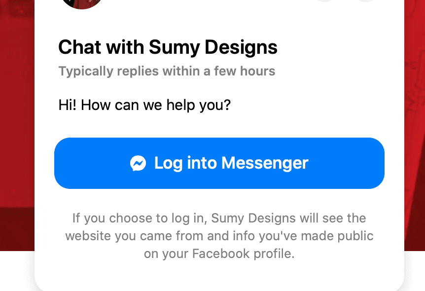 Example of what it looks like when you add facebook messenger on website