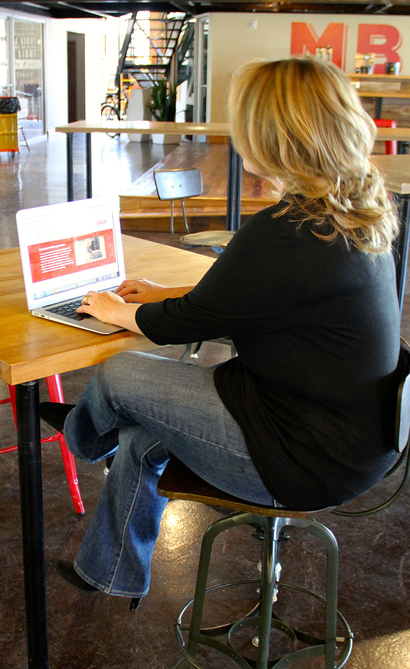 author-website-design Amy Masson working on an author website design