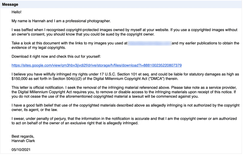 Phishing scam email