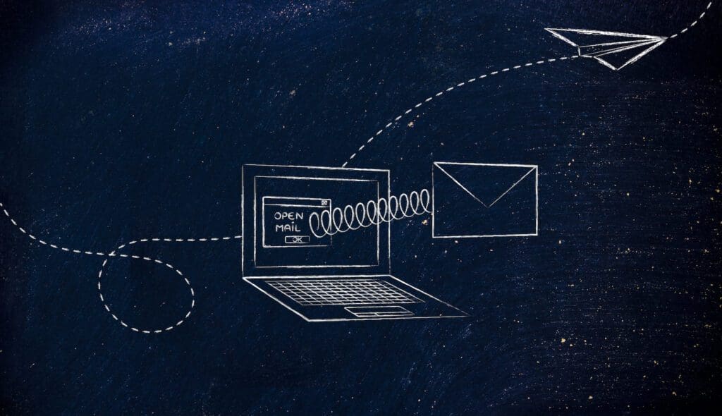 email coming out of a computer screen with a spring RSS to Email