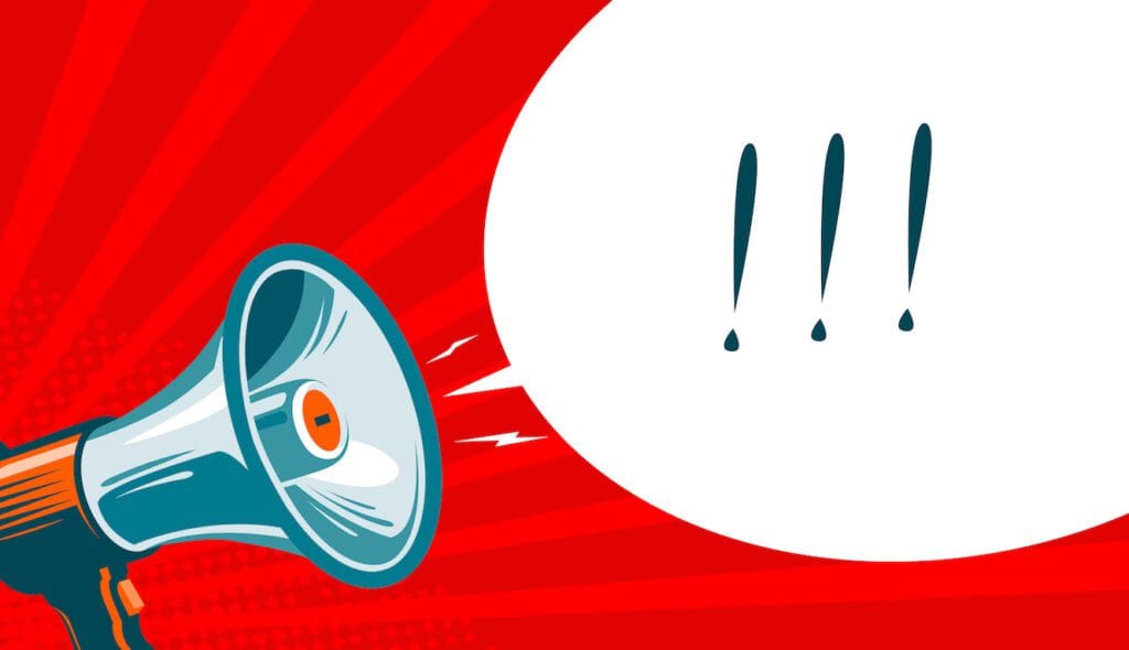 Loudspeaker, megaphone, bullhorn. Advertising, promotion banner. Vector illustration Bullhorn