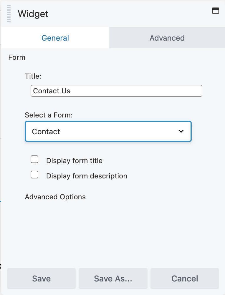 Gravity Forms Widget