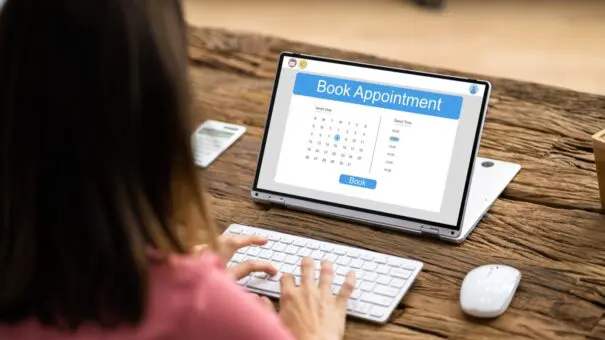 Booking Meeting Calendar Appointment On Laptop Using Online Booking For Wordpress