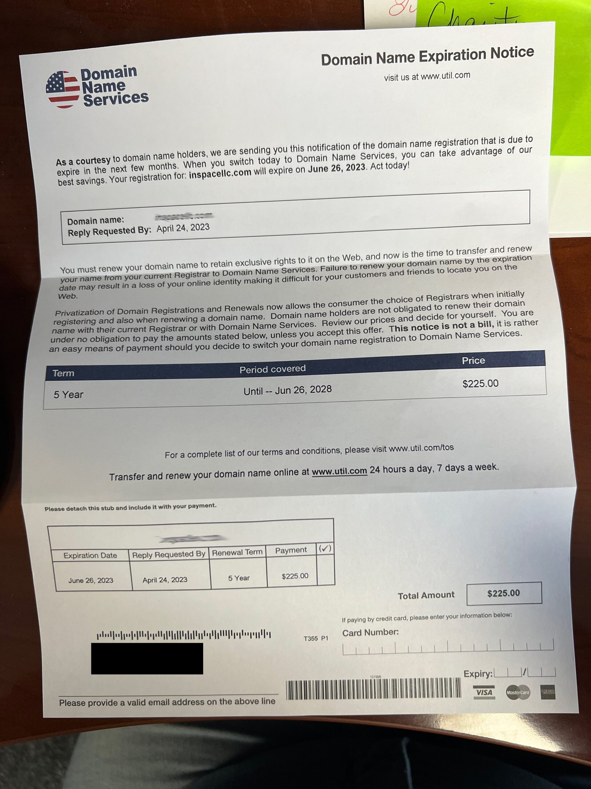 Domain Scam Letter