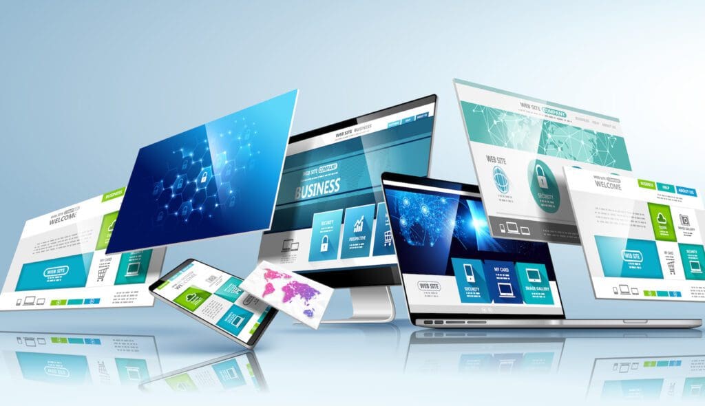 Web design template. Vector Various Displays of Website Homepage Content