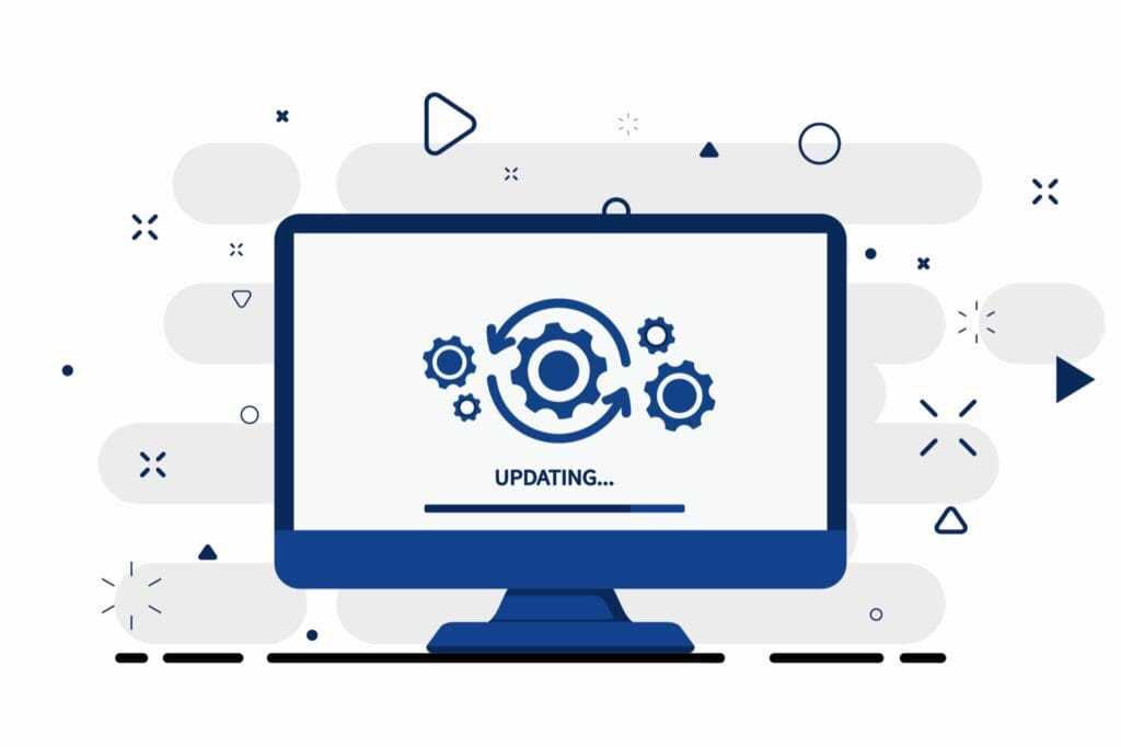Gears and computer representing a website maintenance checklist