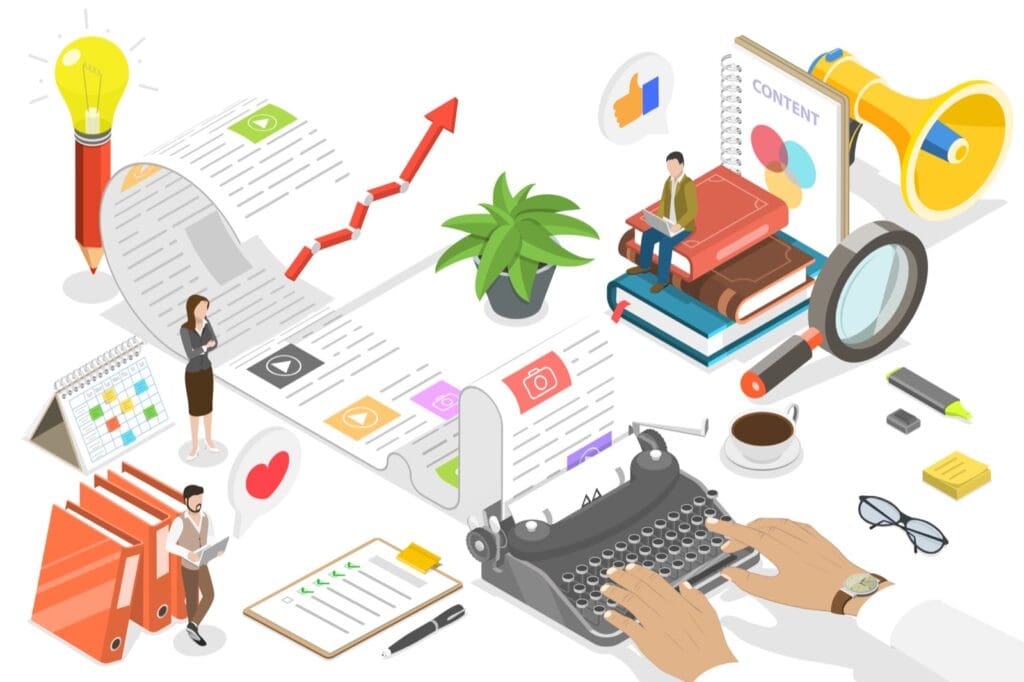 Cartoon representing blogging and planning