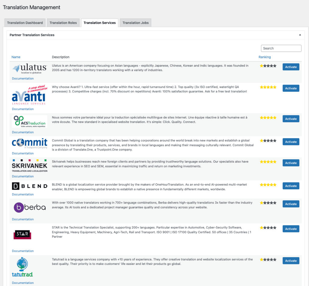 Translation Services Dashboard