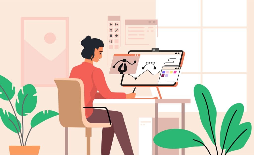 Illustration of person designing a website that converts