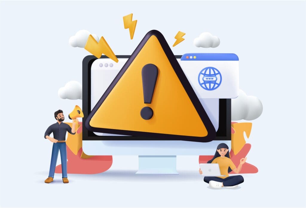 Illustration showing a website error representing common mistakes in website design