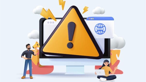 Illustration showing a website error representing common mistakes in website design