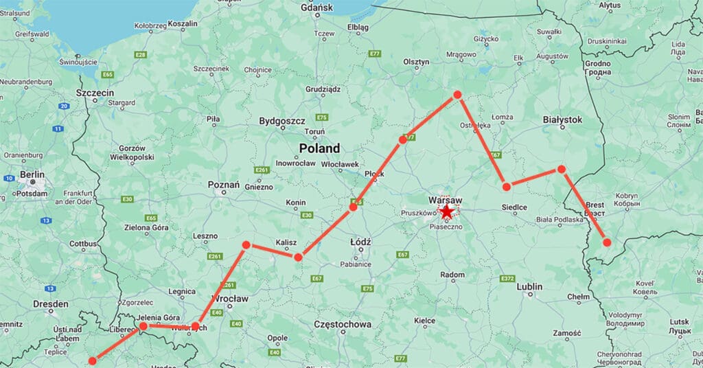 Map of Poland with line graph