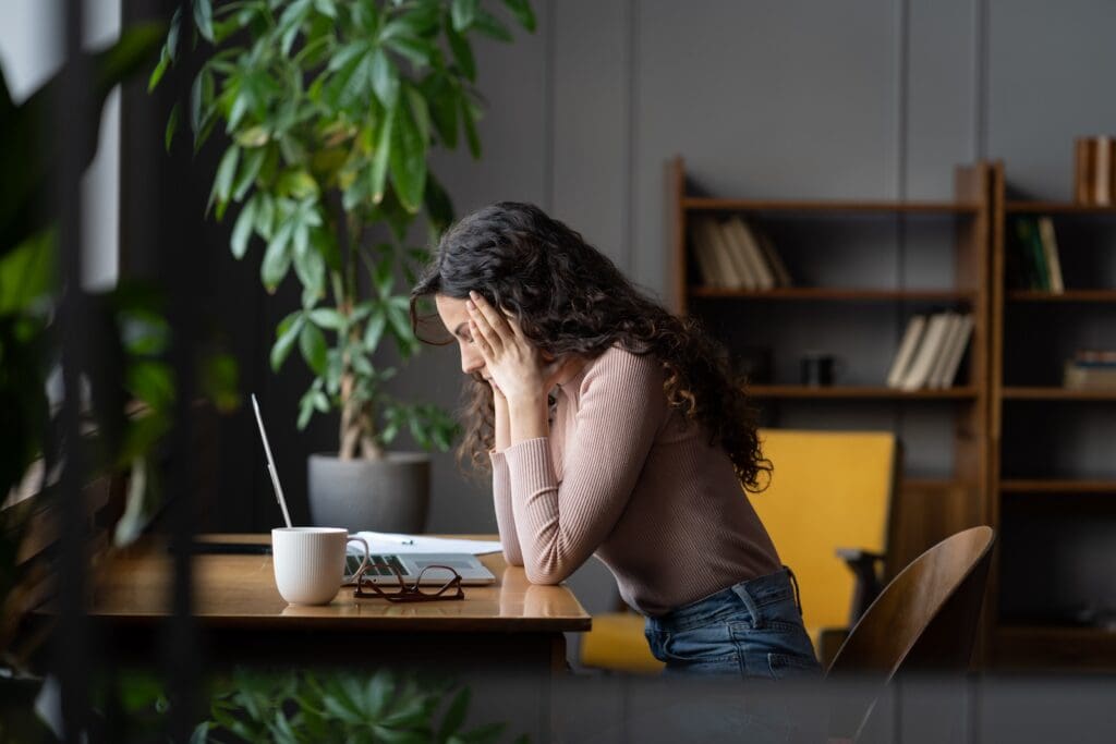 Frustrated writer trying to create website content looking for copywriting advice