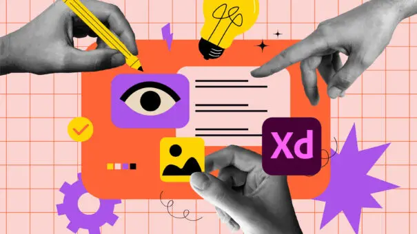 Cartoon representing designing a website | adobe xd to wordpress