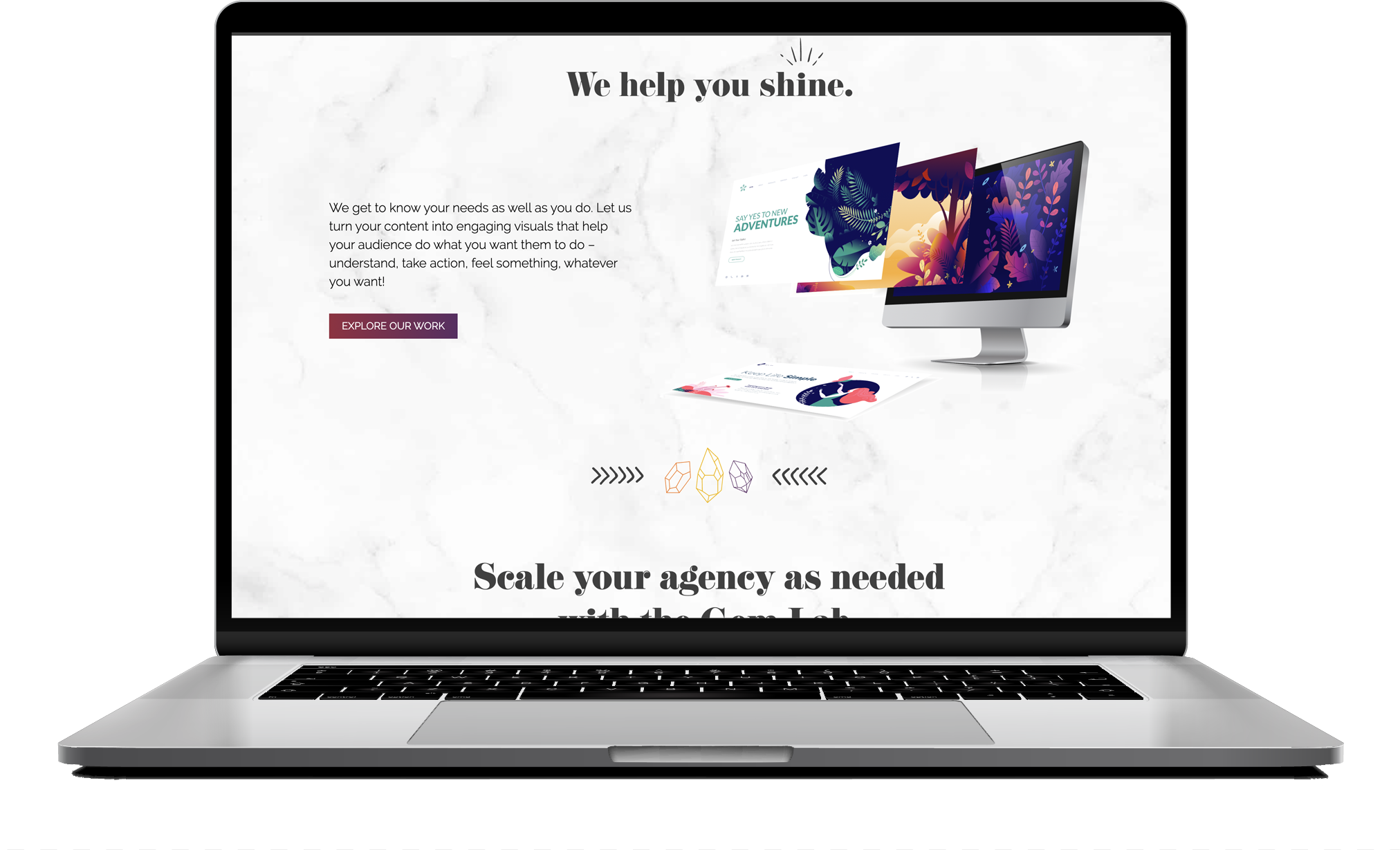 web design services Laptop displaying website that Sumy Designs created, to showcase our web design services