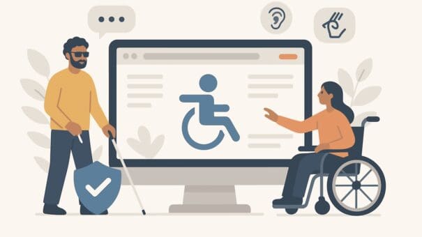 Accessibility graphic showing a website that is accessible for those with disabilities