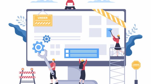 Illustration of WordPress maintenance costs and monthly website maintenance checklist.