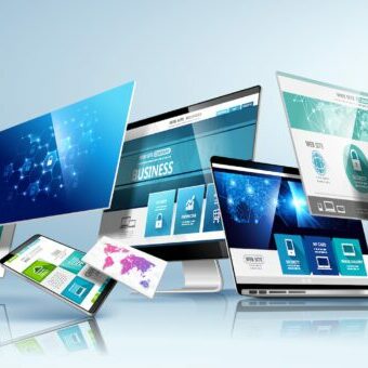 Web design template. Vector Various Displays of Website Homepage Content